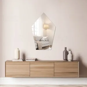 Bnezz - Self Adhesive Wall Mirror Stickers Big Size (30x20) Cm Frameless Mirror for Wall Stickers | Mirror for Bathroom | Bedroom | Wash Basin Flexible Mirror Sheets for Wall (I-PentagonMirror)