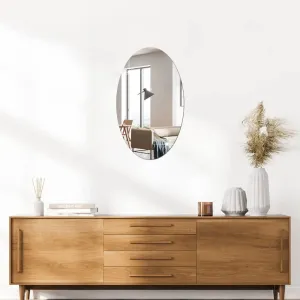Bnezz - Self Adhesive Wall Mirror Stickers Big Size (30x20) Cm Frameless Mirror for Wall Stickers | Mirror for Bathroom | Bedroom | Wash Basin Flexible Mirror Sheets for Wall (MA-OvalMirror)
