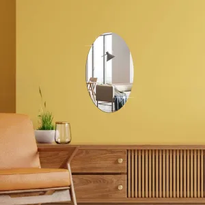 Bnezz - Self Adhesive Wall Mirror Stickers Big Size (30x20) Cm Frameless Mirror for Wall Stickers | Mirror for Bathroom | Bedroom | Wash Basin Flexible Mirror Sheets for Wall (Z-OvalMirror)