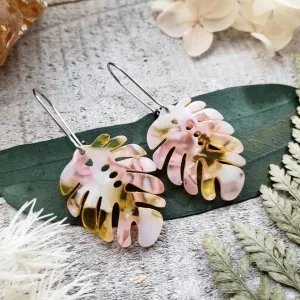 Boho monstera leaf earrings