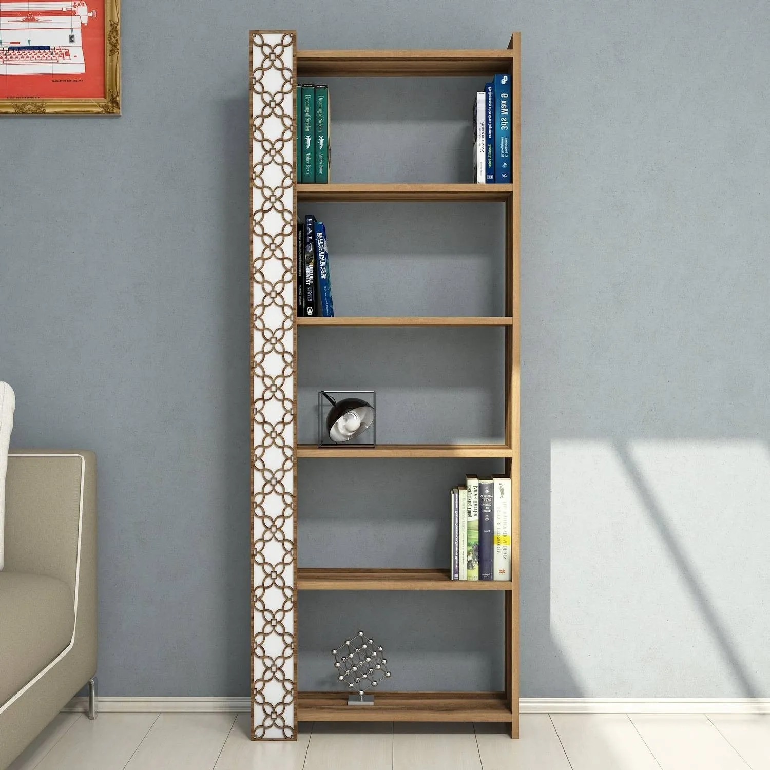 Bookshelf City - Walnut, White