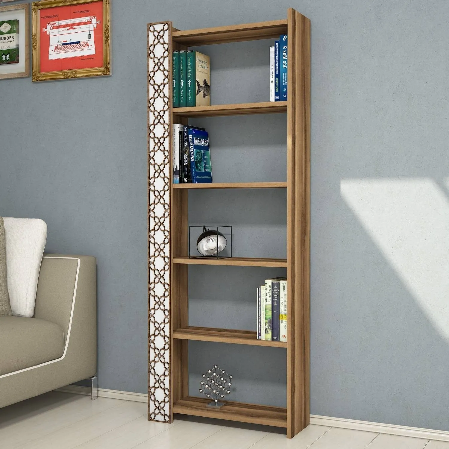 Bookshelf City - Walnut, White