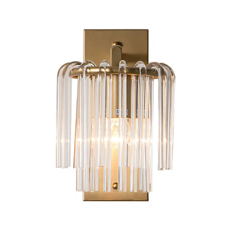 Brass Wall Sconce with Crystal Rod Shade - Modern & Chic Design