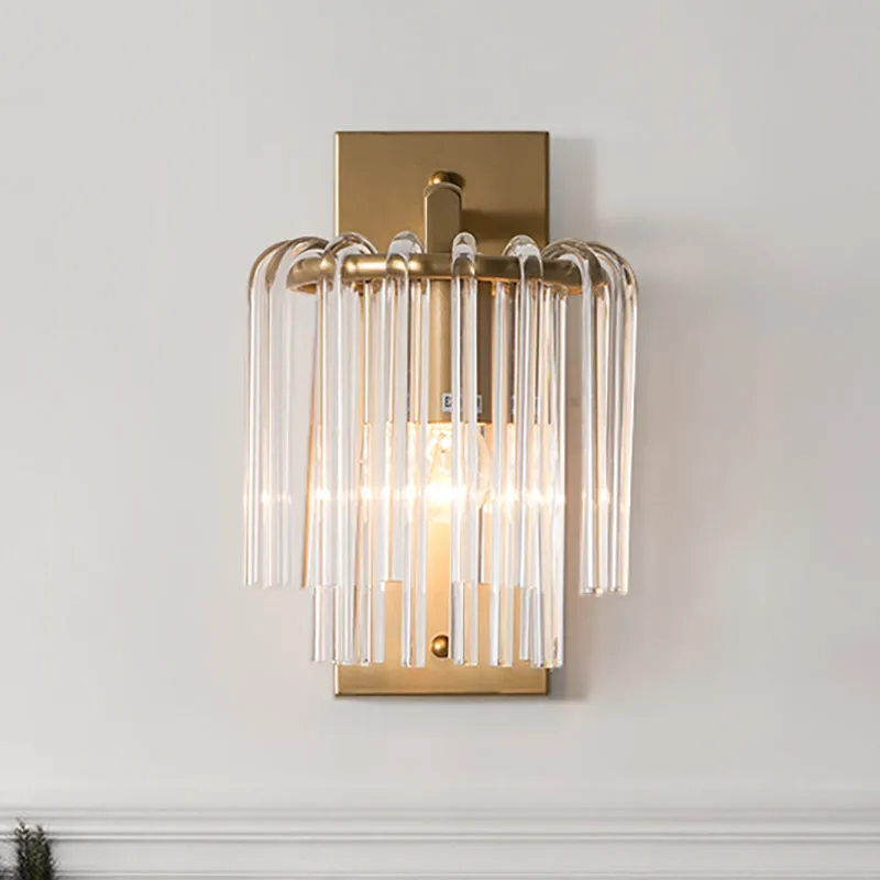 Brass Wall Sconce with Crystal Rod Shade - Modern & Chic Design