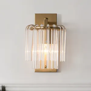 Brass Wall Sconce with Crystal Rod Shade - Modern & Chic Design