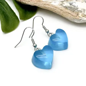 Bright Blue Resin Heart Charm Earrings