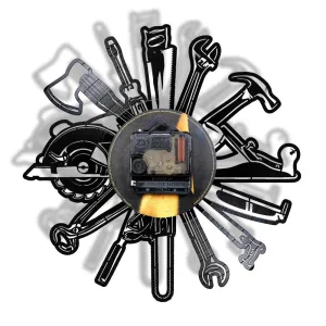 Car Garage Tools Vinyl Record Led Vinyl Record Wall Clock Mechanic Service Car