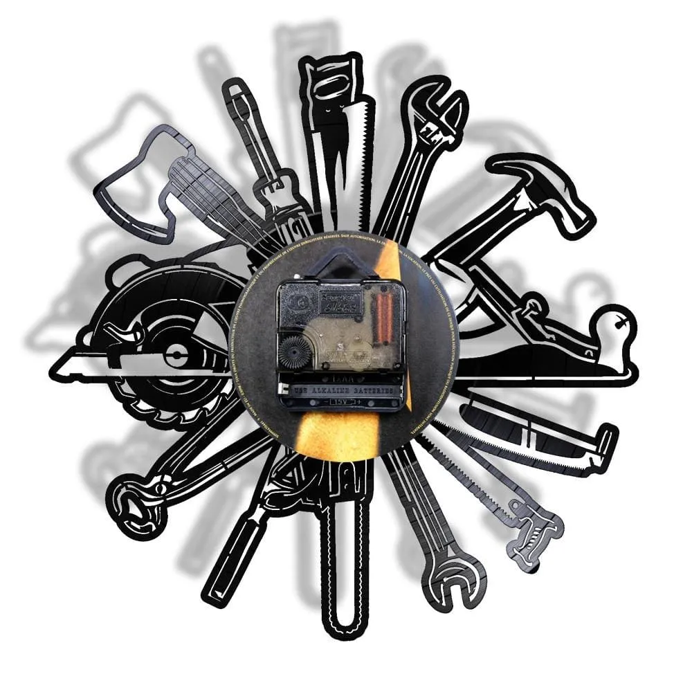 Car Garage Tools Vinyl Record Led Vinyl Record Wall Clock Mechanic Service Car