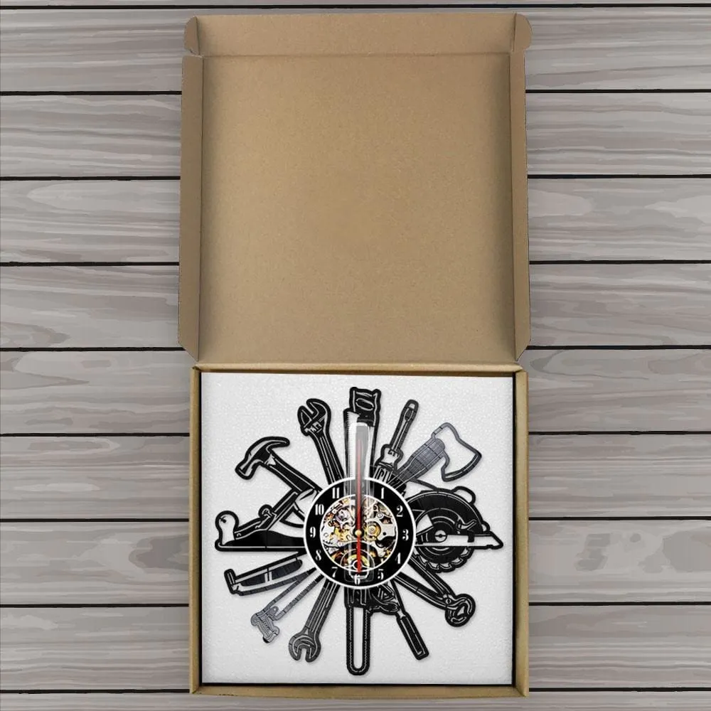 Car Garage Tools Vinyl Record Led Vinyl Record Wall Clock Mechanic Service Car