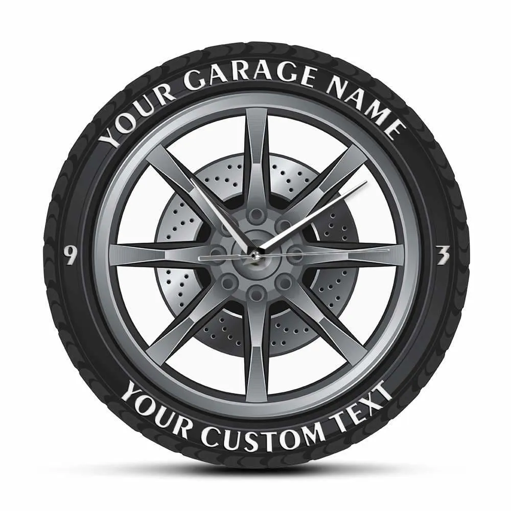Car Service Repair Garage Owner Tire Wheel Custom Car Auto Wall Clock Watch