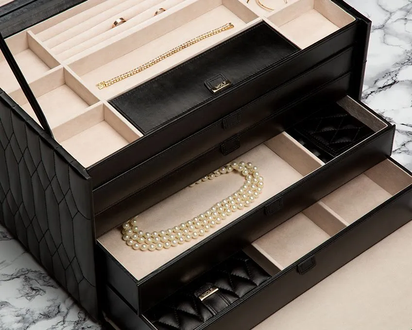 Caroline Extra Large Jewelry Box (Black)