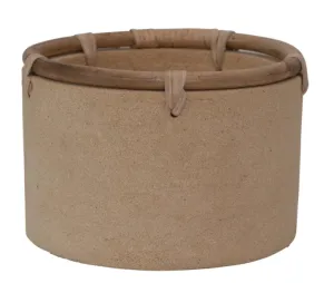 Cement Planter with Rattan Rim