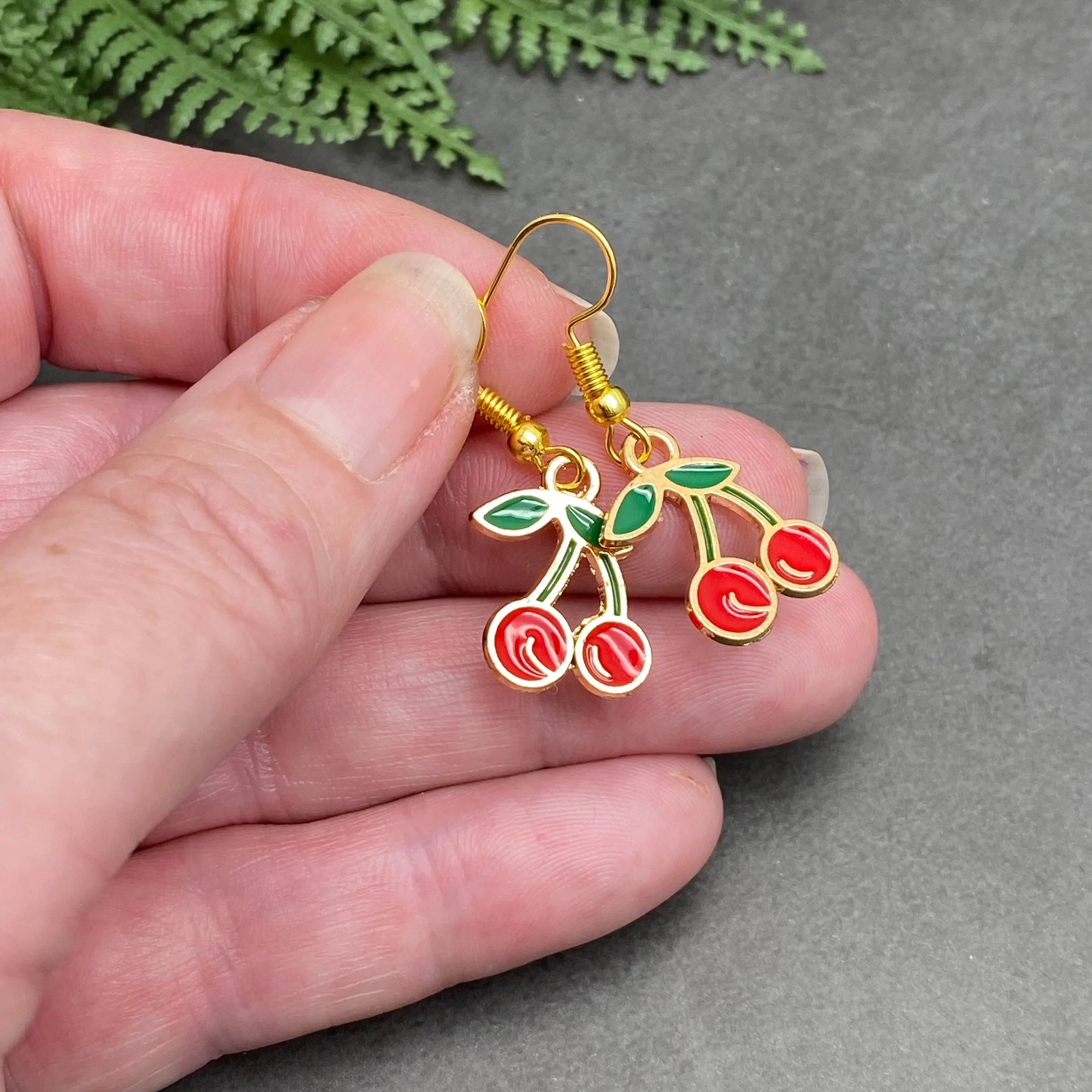 Cherry Enamel Charm Earrings