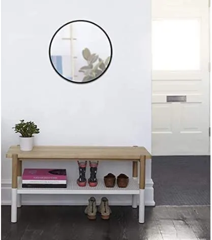 Cheval Glass Beveled Decorative Round Wall Mirror for Bathroom/Drawing Room/Wash Basin - 21 X 21 in Out Size | Designer Round Wall Mirror