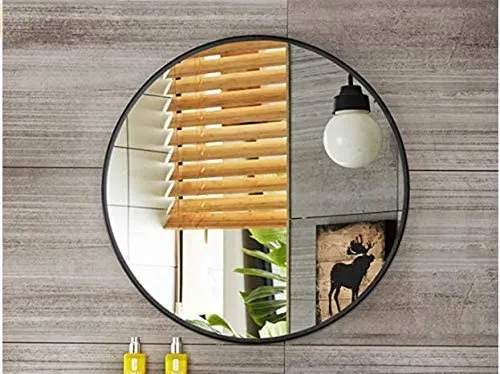 Cheval Glass Beveled Decorative Round Wall Mirror for Bathroom/Drawing Room/Wash Basin - 21 X 21 in Out Size | Designer Round Wall Mirror