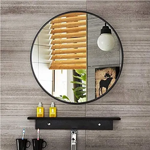 Cheval Glass Beveled Decorative Round Wall Mirror for Bathroom/Drawing Room/Wash Basin - 21 X 21 in Out Size | Designer Round Wall Mirror