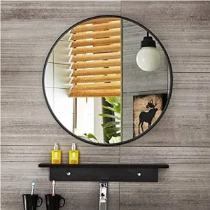 Cheval Glass Beveled Decorative Round Wall Mirror for Bathroom/Drawing Room/Wash Basin - 21 X 21 in Out Size | Designer Round Wall Mirror
