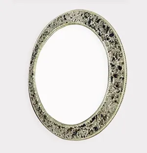 Cheval Glass Beveled Designer Oval Wall Mirror with Decorative Multicolored Frame - (24 X 24 Inches, Multicolor)