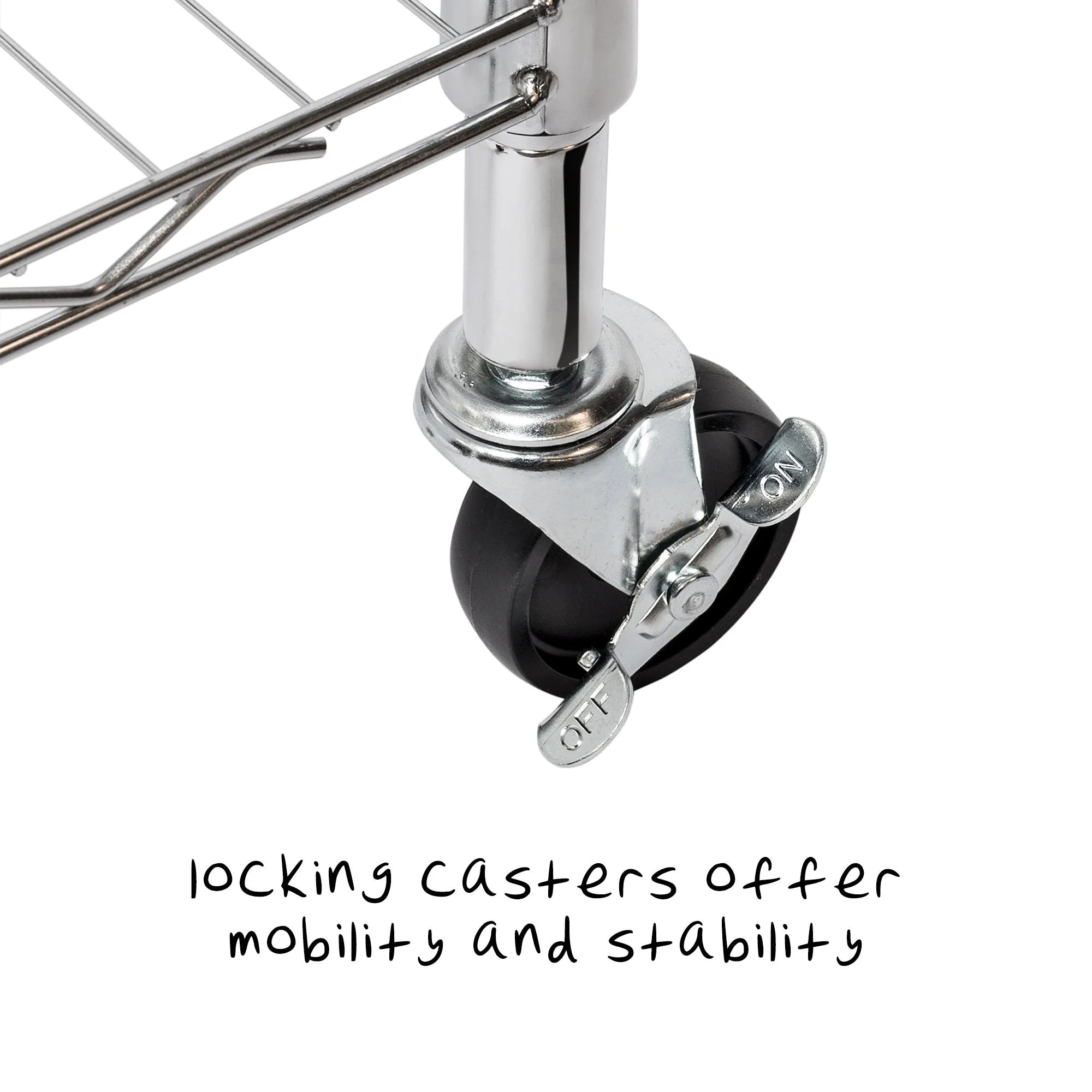 Chrome Rolling Laundry Station with Hanging Bar, Basket, and Shelves