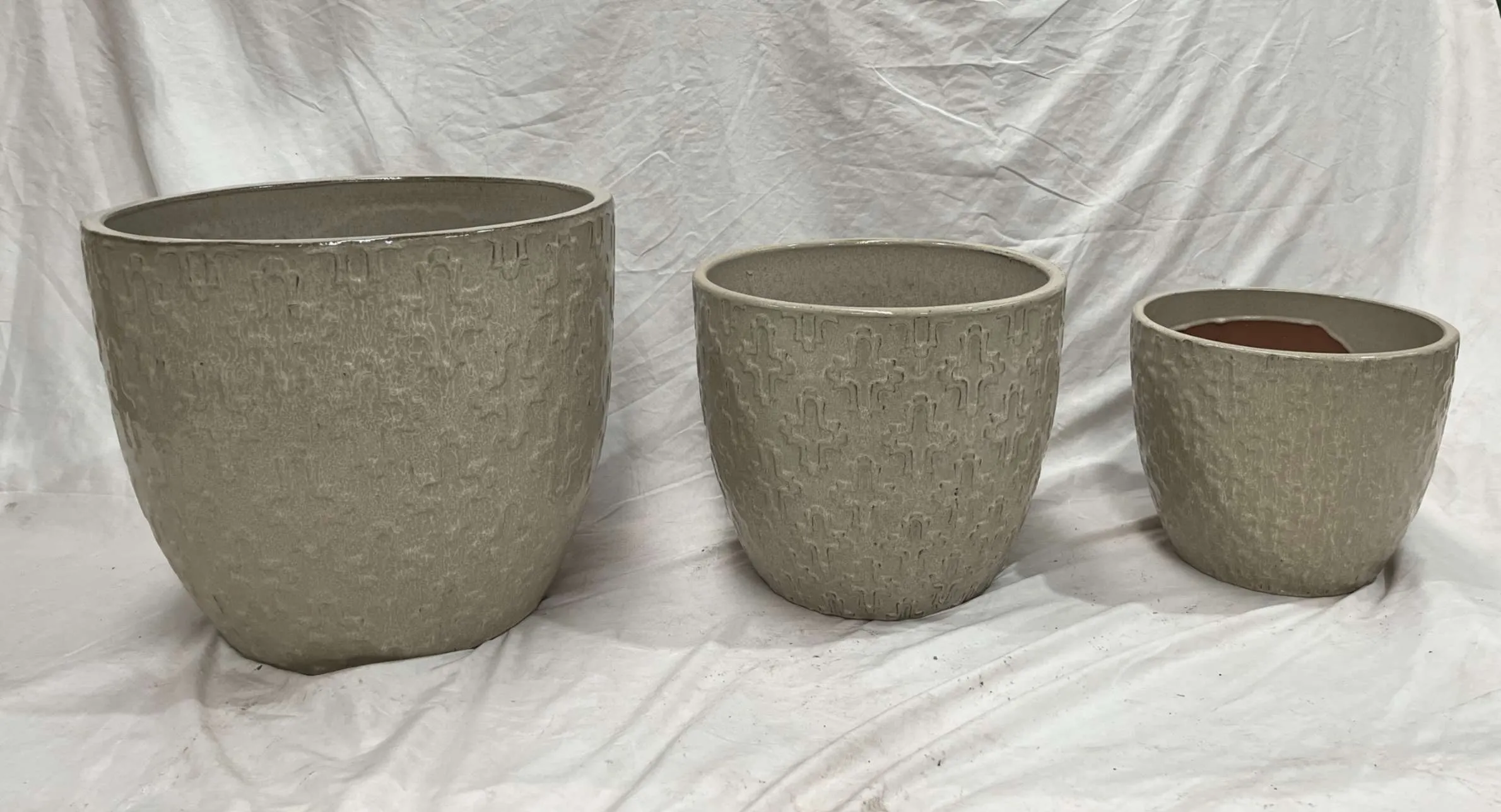 Classic Cream Artisan Planters (Set of 3)