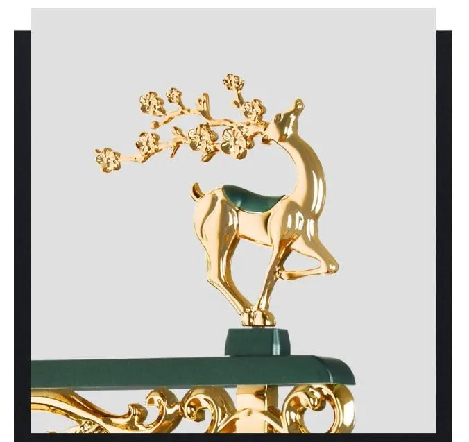 Cloyster Auspicious Deer Wall Clock Nordic Brief Design Living Room Decoration Kitchen Mute Clocks Art Wall Watch Home Decor (W3-Green)
