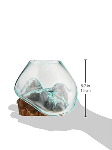 Cohasset Gifts Molten Sculpture Natural Wood Glass Approx 6 Inch Wide