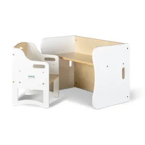 Combination Table & Single Chair - White & Varnish