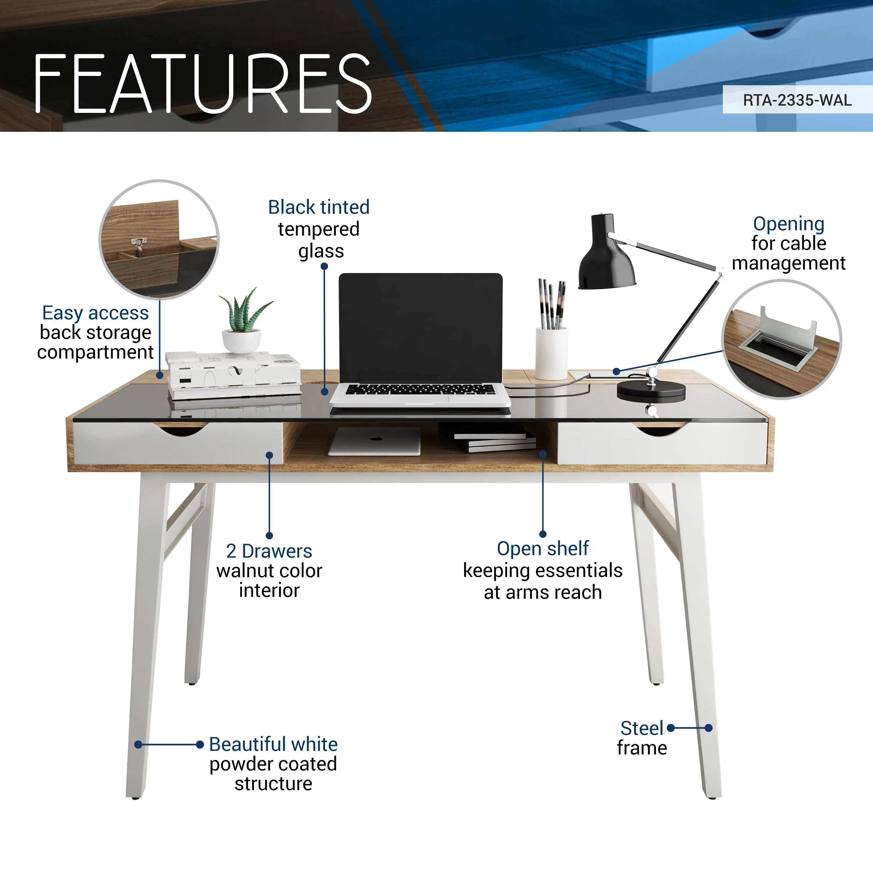 Compact Computer Desk with Multiple Storage
