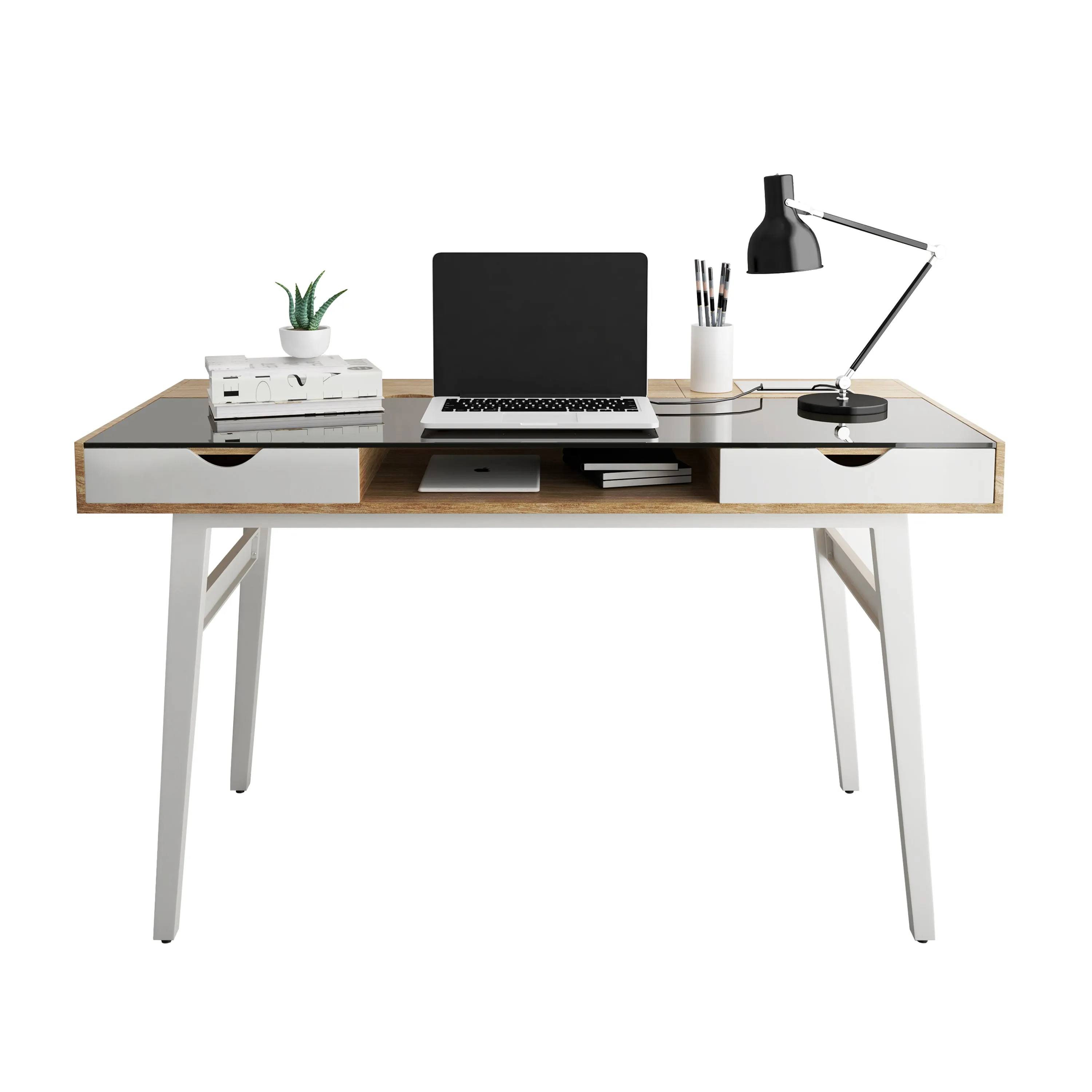 Compact Computer Desk with Multiple Storage