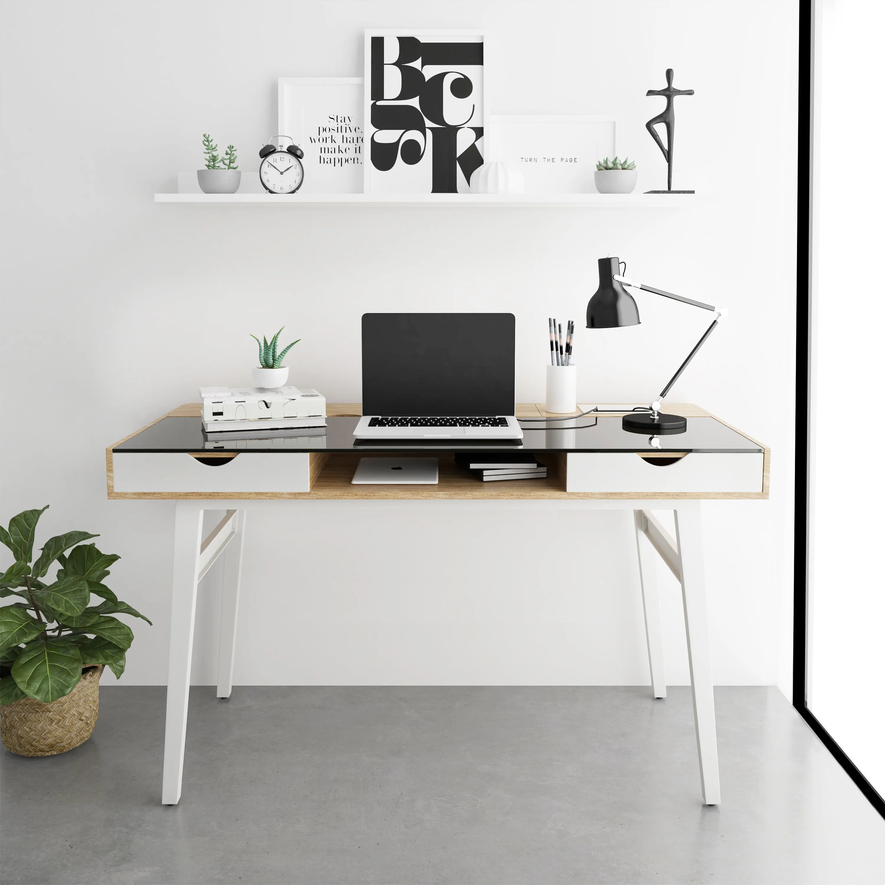Compact Computer Desk with Multiple Storage