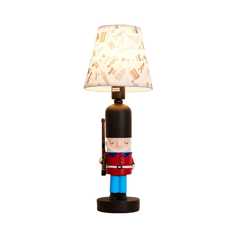 Contemporary Tapered Shade Desk Light for Dining Room & Study with Solider - 1-Light Fabric Design