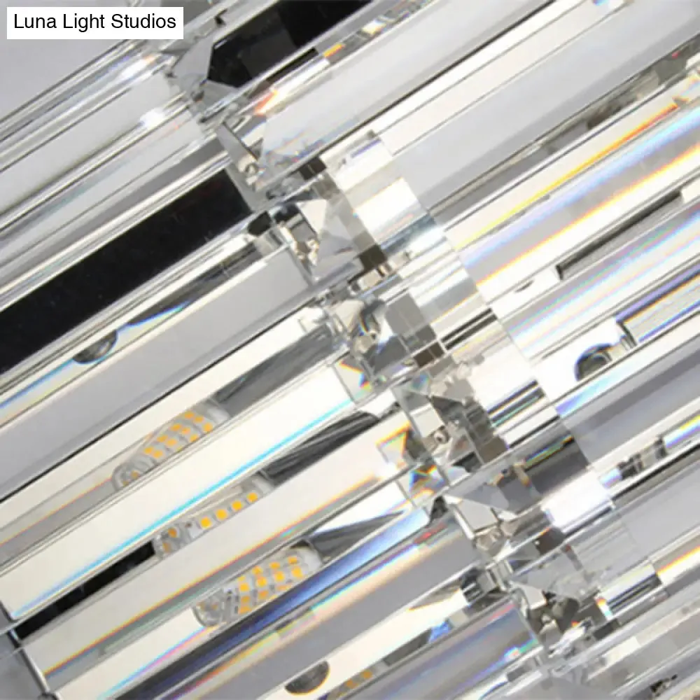 Contemporary Wall Mounted Crystal Cylinder Sconce Light - 3 Silver Lights