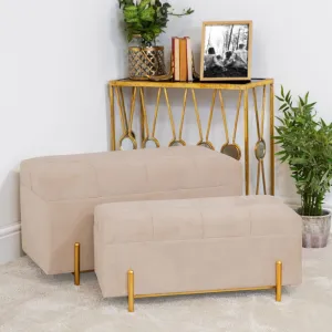 Cream Velvet Storage Trunk With Satin Brass Trim