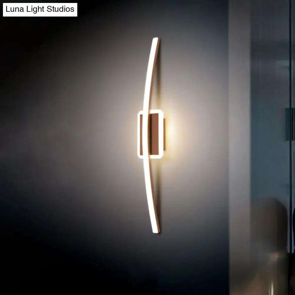 Curved Linear Aluminum LED Wall Sconce in Simplicity Gold/Coffee - Ideal Dining Room Lighting