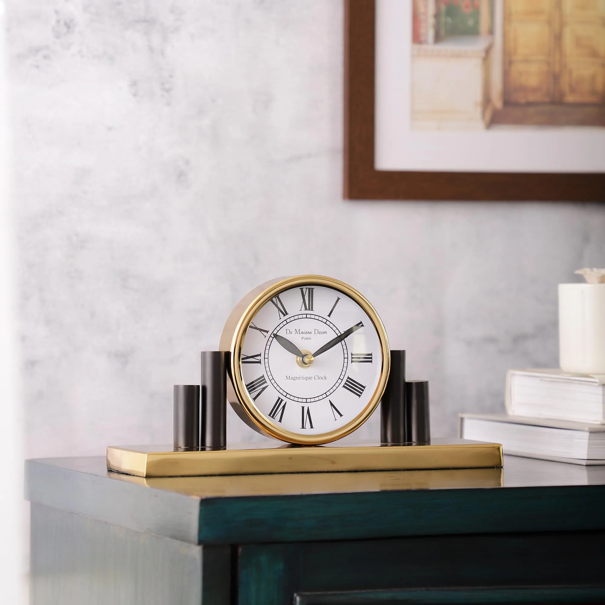 Decor de Maison Harbor Hour Clock in Gold Table Clock for Home Decor