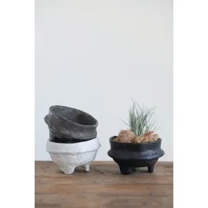 Decorative Paper Mache Footed Bowl, 3 Colors