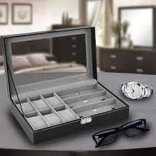 Ebony Wooden Watch Box for 6 Watches   3 Sunglasses