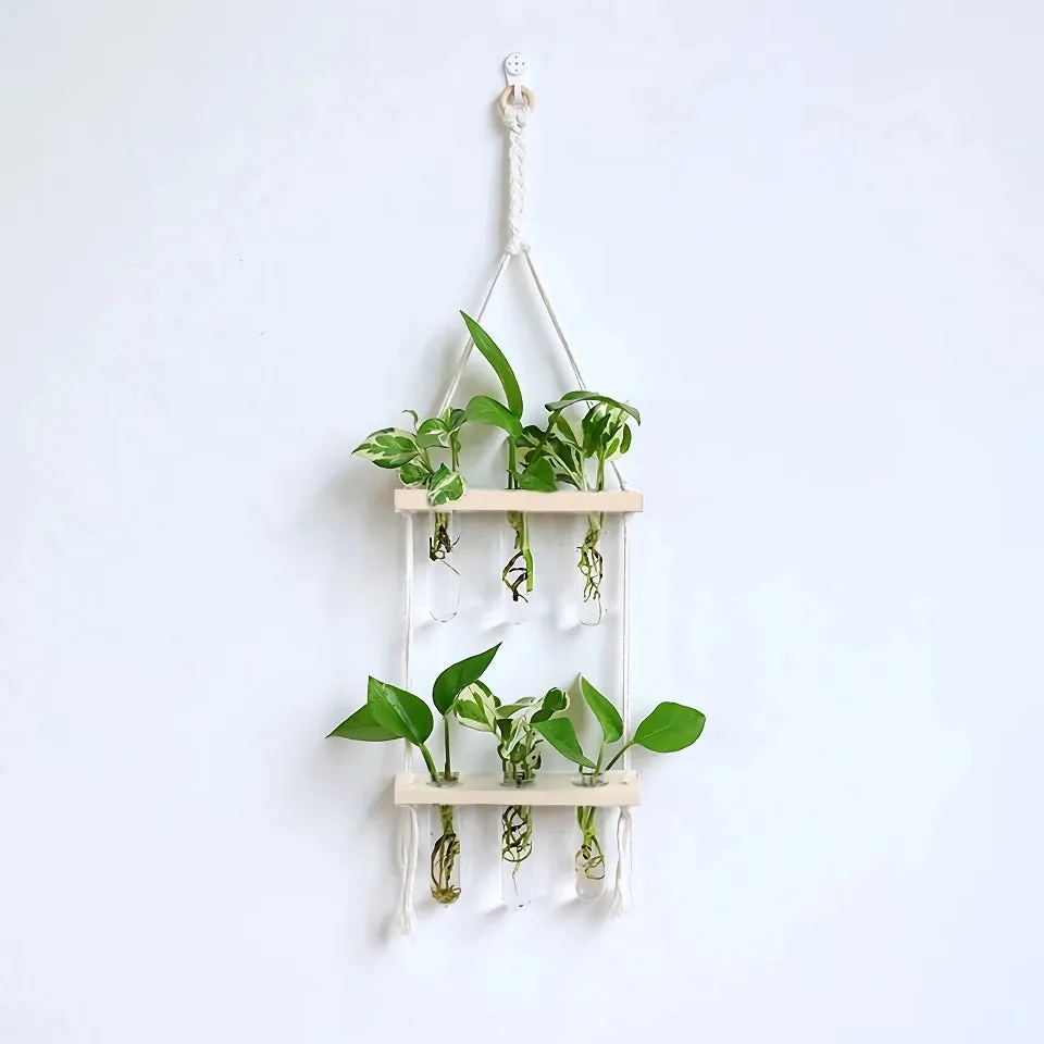 Elegant Wooden Hydroponic Wall Vase