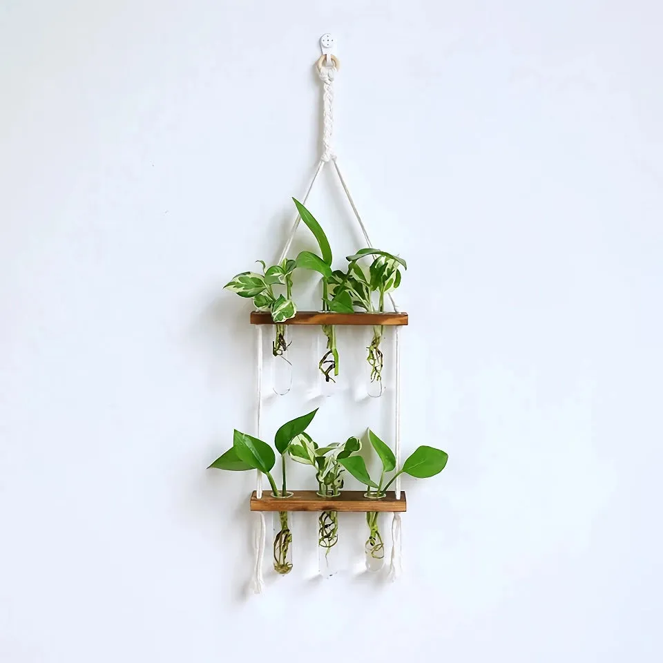 Elegant Wooden Hydroponic Wall Vase
