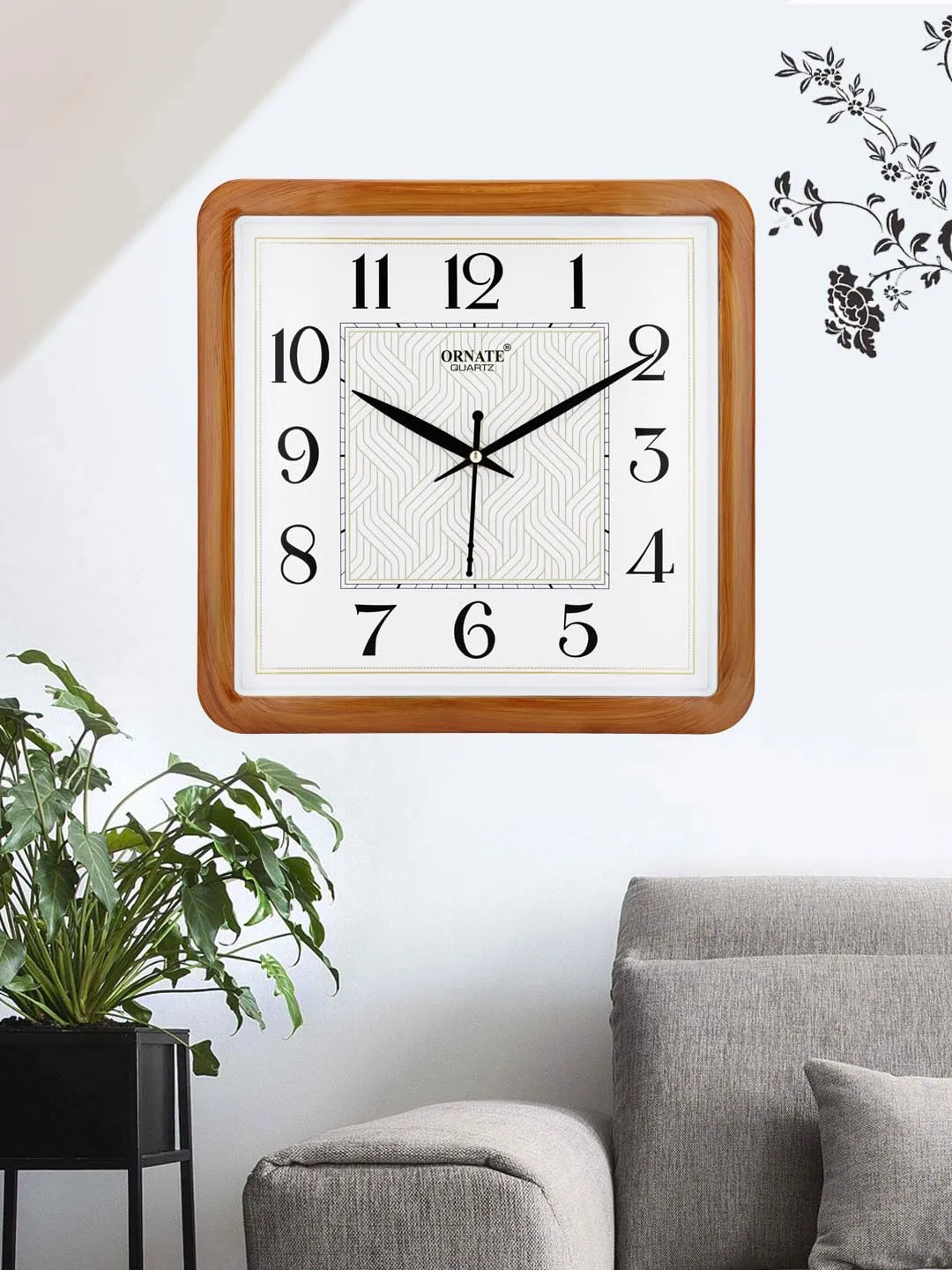 Elica Wooden Look Home and Office Plastic Wall Clock (Wood)