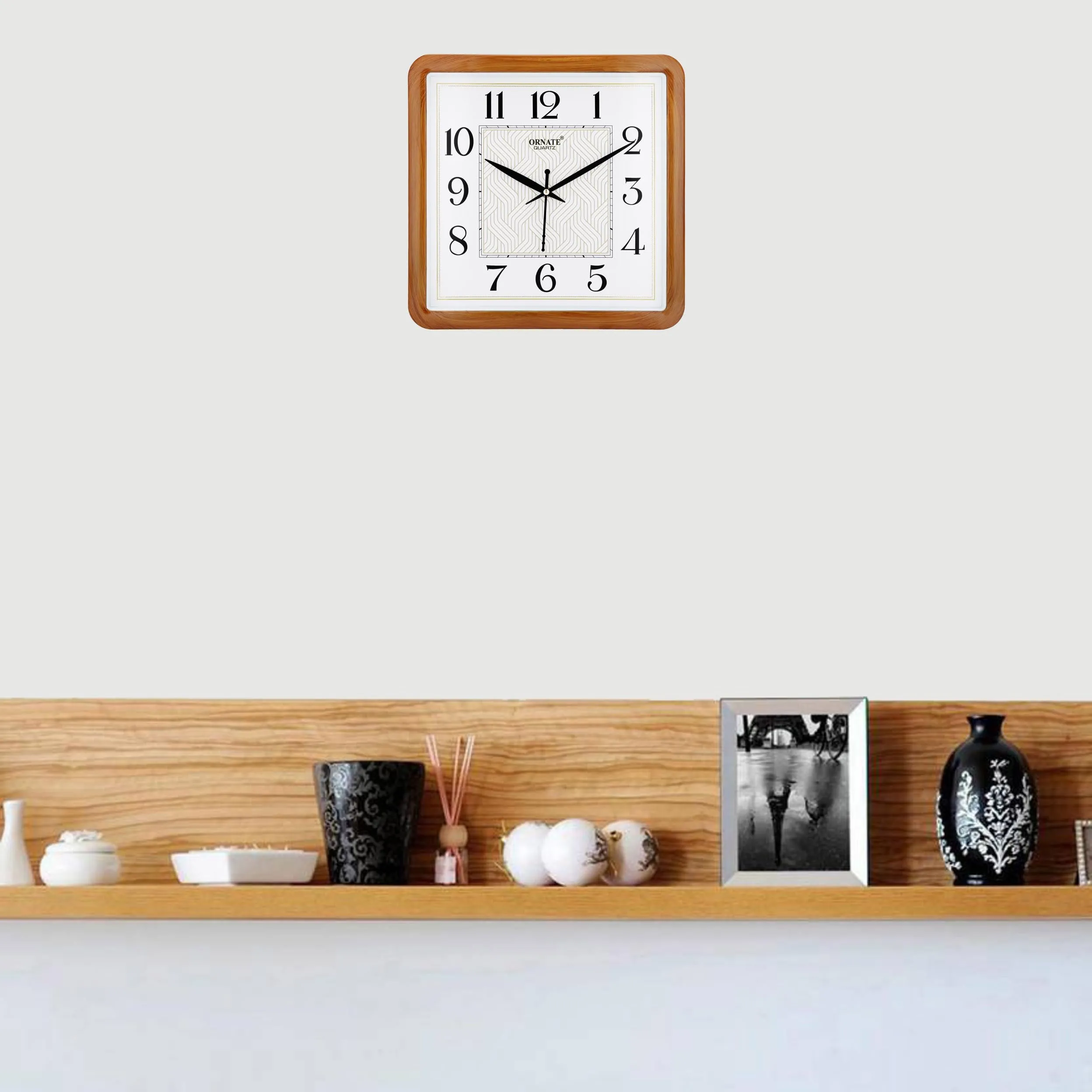 Elica Wooden Look Home and Office Plastic Wall Clock (Wood)