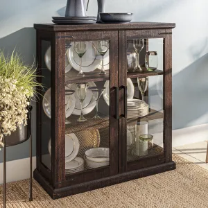 essential Storage Cabinet, Tall Bookshelf or Display Cabinet For Living Room Bedroom, Curio Cabinet with Tempered Glass Doors, Trophy Display Case, Storage/Organization - Avalon (Dark Walnut)