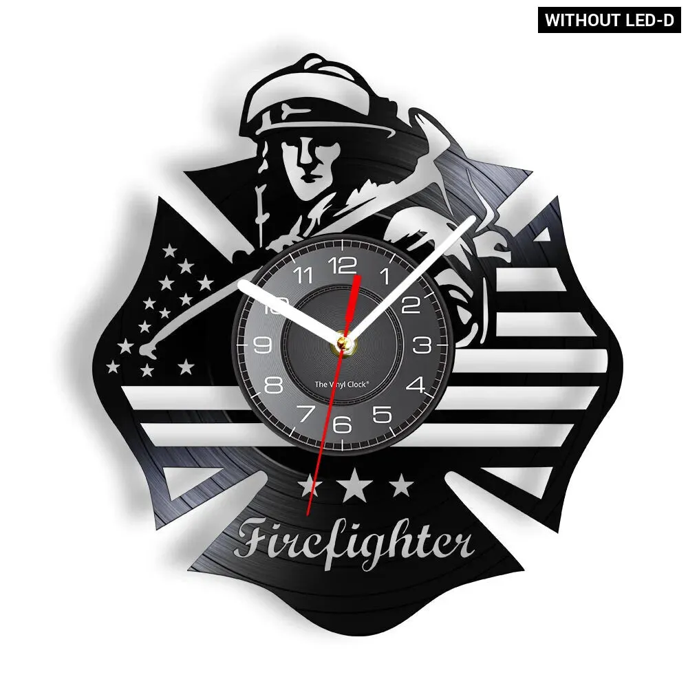 Firefighter Wall Clock with Maltese Cross Design