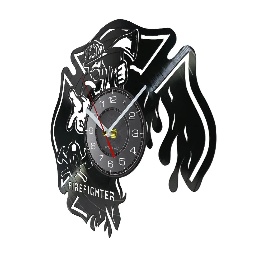 Firefighter Wall Clock with Maltese Cross Design