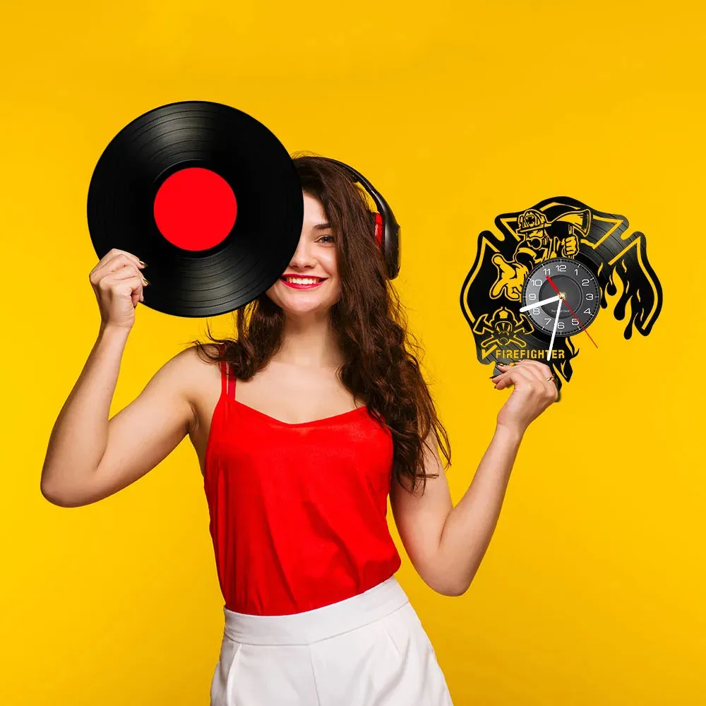 Firefighter Wall Clock with Maltese Cross Design