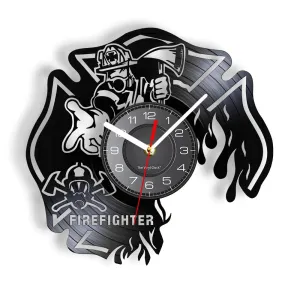 Firefighter Wall Clock with Maltese Cross Design