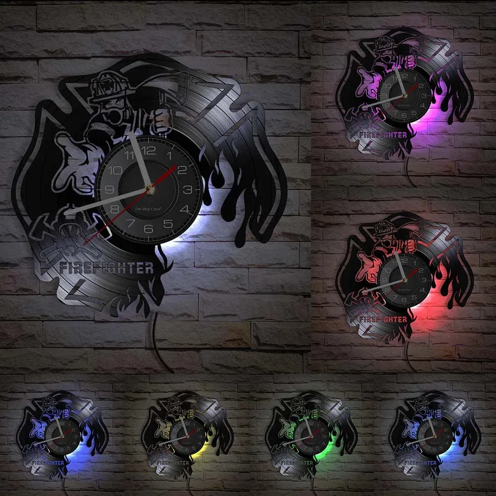 Firefighter Wall Clock with Maltese Cross Design