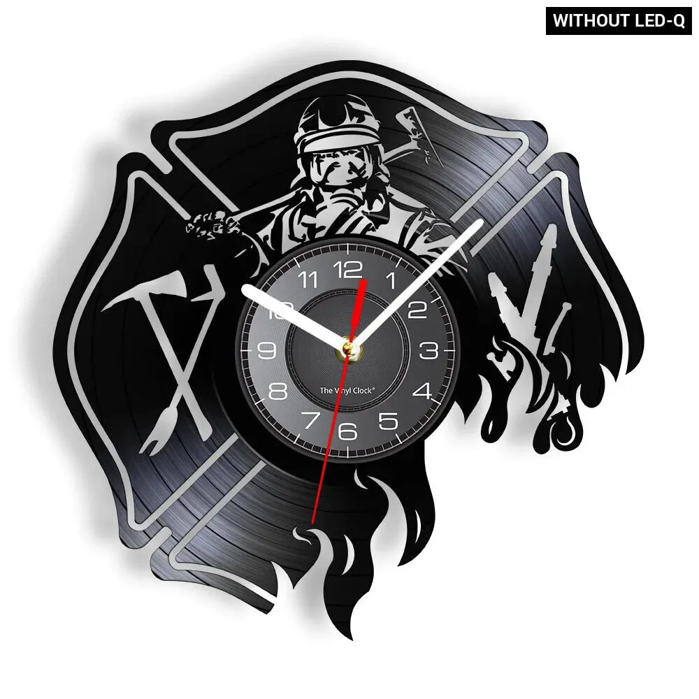 Firefighter Wall Clock with Maltese Cross Design