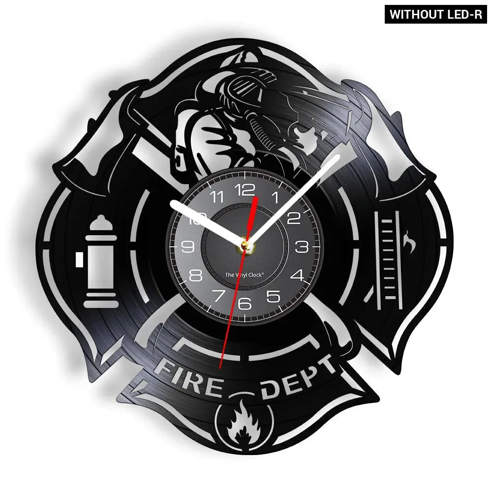 Firefighter Wall Clock with Maltese Cross Design