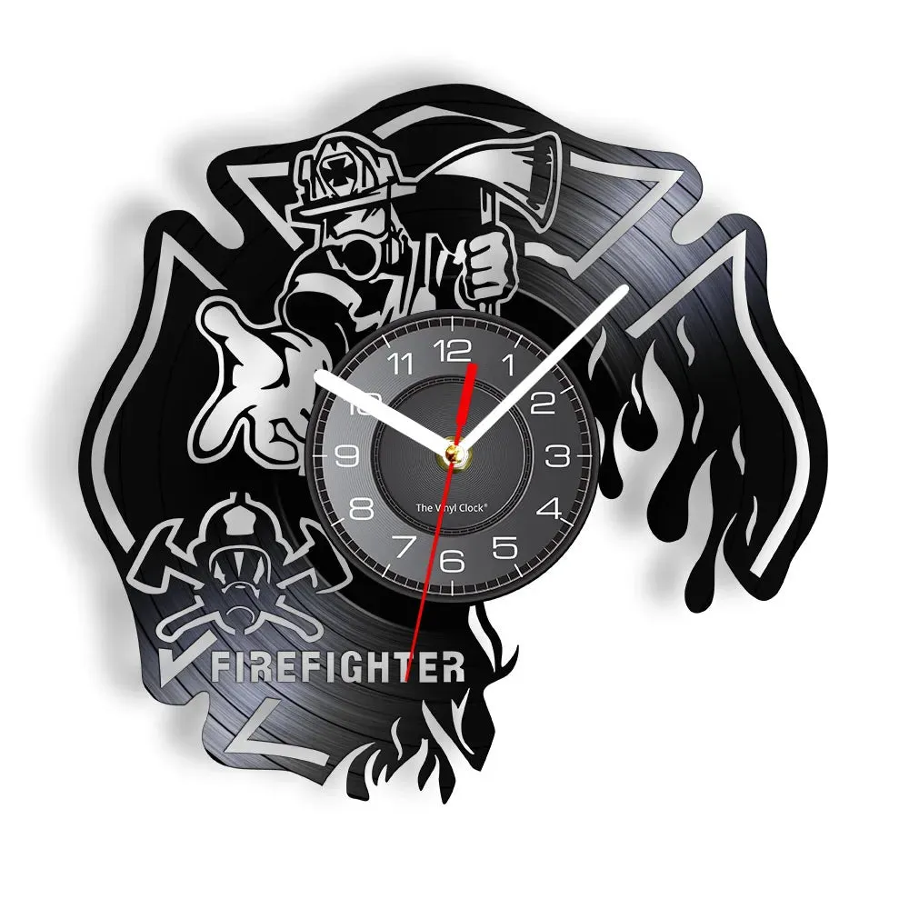 Firefighter Wall Clock with Maltese Cross Design